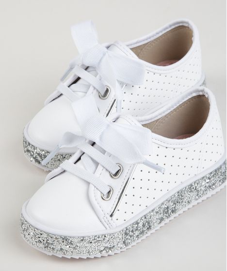 tênis infantil molekinha com glitter branco