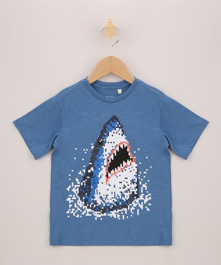 Camiseta-Infantil-Tubarao-Pixel-Manga-Curta-Azul-9963135-Azul_1