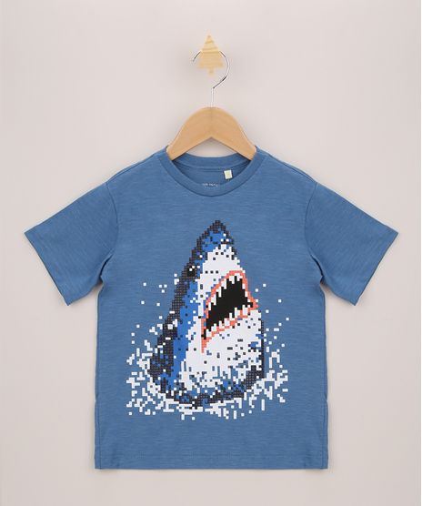 Camiseta-Infantil-Tubarao-Pixel-Manga-Curta-Azul-9963135-Azul_1