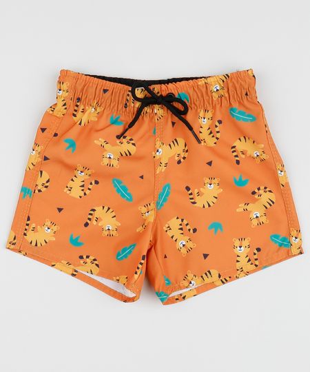 Bermuda-Surf-Infantil-Estampada-de-Tigres-Laranja-9954555-Laranja_1