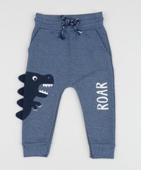 Calca-de-Moletom-Infantil-Dinossauros-com-Interacao-Azul-Escuro-9954953-Azul_Escuro_1