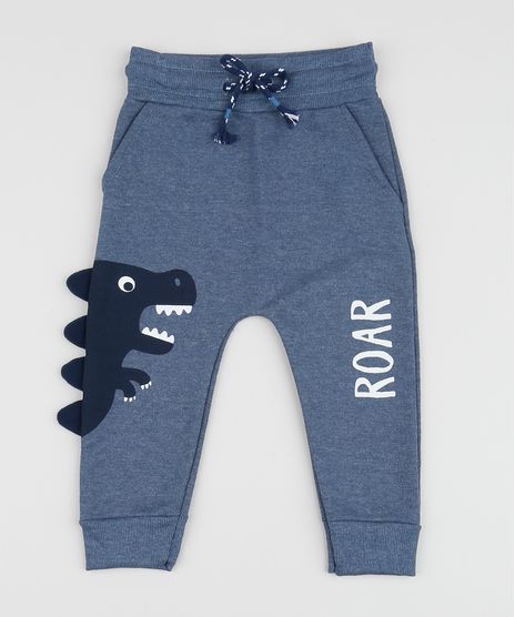 Calca-de-Moletom-Infantil-Dinossauros-com-Interacao-Azul-Escuro-9954953-Azul_Escuro_1