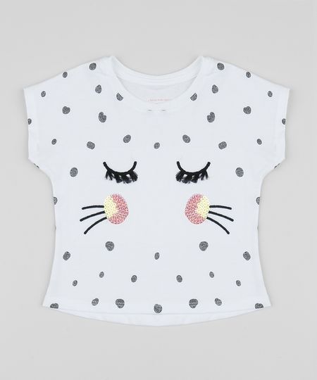 Blusa-Infantil-Carinha-Onca-com-Paetes-Manga-Curta-Off-White-9956561-Off_White_1