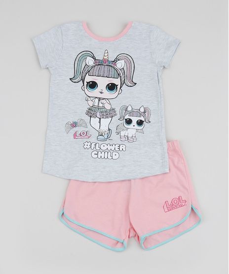 Pijama-Infantil-Lol-Unicornio-Manga-Curta-Cinza-Mescla-Claro-9956720-Cinza_Mescla_Claro_1
