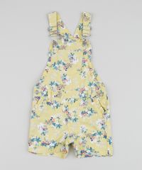 Jardineira-de-Sarja-Infantil-Estampada-Floral-com-Babados-Amarela-9958602-Amarelo_1