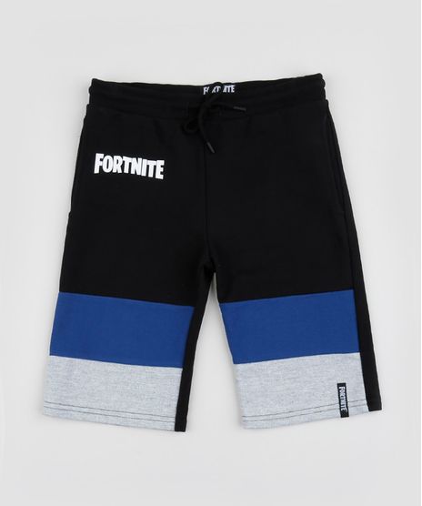 Bermuda-de-Moletom-Juvenil-Fortnite-com-Recortes-Preta-9962569-Preto_1