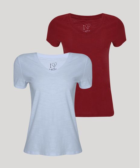 Kit-de-2-Blusas-Femininas-Basicas-Flame-Manga-Curta-Decote-V-Multicor-9953510-Multicor_1
