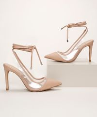 Scarpim-Feminino-Oneself-Salto-Alto-Fino-Bico-Fino-em-Vinil-com-Tira-Para-Amarrar-Bege-9962378-Bege_1