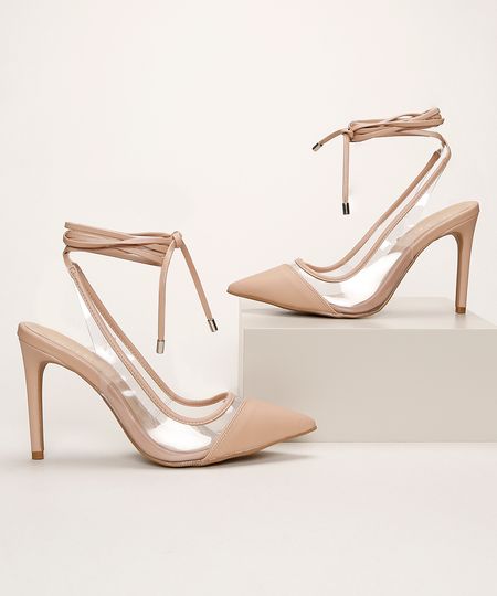 Scarpim-Feminino-Oneself-Salto-Alto-Fino-Bico-Fino-em-Vinil-com-Tira-Para-Amarrar-Bege-9962378-Bege_1