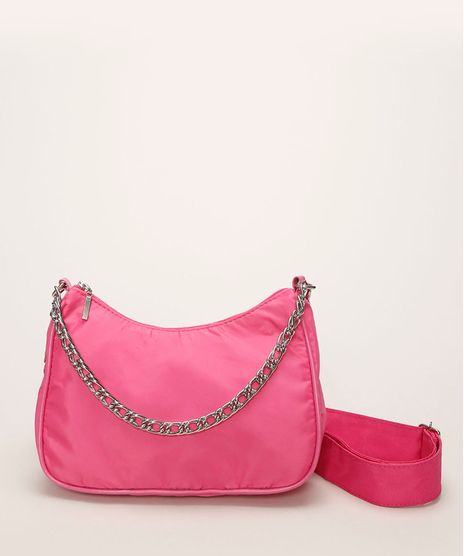 Bolsa-Feminina-Baguete-com-Corrente-e-Alca-Removivel-Pink-9964938-Pink_1