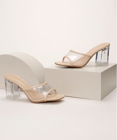 Tamanco-Feminino-Oneself-Salto-Alto-Quadrado-em-Acrilico-com-Tira-em-Vinil-Bege-9962376-Bege_1