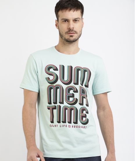 Camiseta-Masculina--Summer-Time--Manga-Curta-Gola-Careca-Verde-9960803-Verde_1