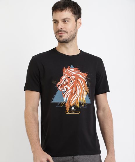 Camiseta-Masculina-Leao-Manga-Curta-Gola-Careca-Preta-9967856-Preto_1