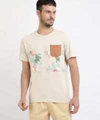 Camiseta-Masculina-Flores-com-Bolso-em-Suede-Manga-Curta-Gola-Careca-Branca-9960549-Branco_1
