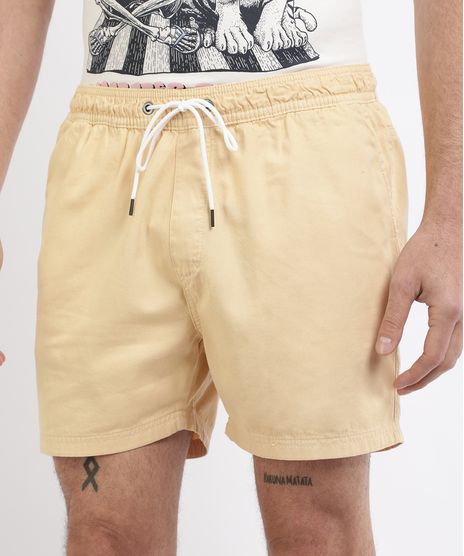 Bermuda-de-Sarja-Masculina-Relaxed-com-Elastico-Amarela-9961869-Amarelo_1