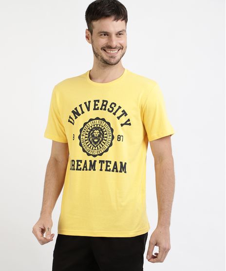 Camiseta-Masculina--University-Dream-Team--Manga-Curta-Gola-Careca-Amarela-9960829-Amarelo_1