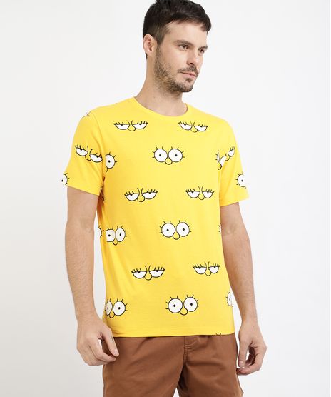 Camiseta-Masculina-Estampada-Olhos-de-Lisa-Simpson-Manga-Curta-Gola-Careca-Amarela-9961399-Amarelo_1