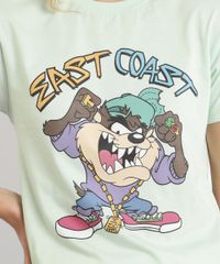Blusa-Feminina-Taz-Looney-Tunes-Manga-Curta-Verde-Claro-9964586-Verde_Claro_2