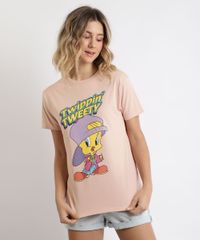 Blusa-Feminina-Piu-Piu-Looney-Tunes-Manga-Curta-Rosa-Claro-9964587-Rosa_Claro_1