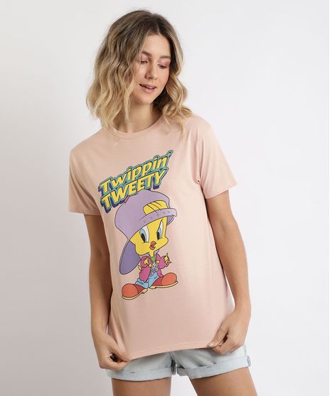 Blusa-Feminina-Piu-Piu-Looney-Tunes-Manga-Curta-Rosa-Claro-9964587-Rosa_Claro_1