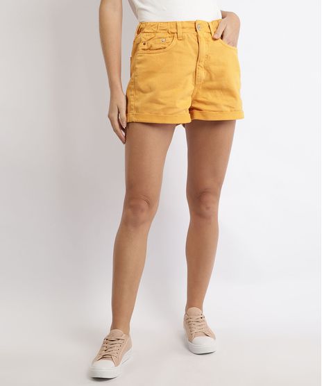 Short-de-Sarja-Feminino-Mom-Cintura-Super-Alta-Barra-Dobrada-Laranja-9966787-Laranja_1