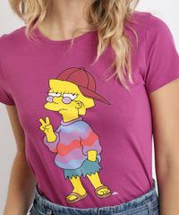 Blusa-Feminina-Lisa-Simpson-Manga-Curta-Decote-Redondo-Roxa-1-9939908-Roxo_1_2
