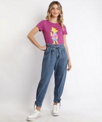 Blusa-Feminina-Lisa-Simpson-Manga-Curta-Decote-Redondo-Roxa-1-9939908-Roxo_1_3