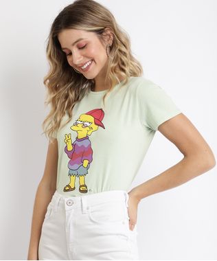 Blusa-Feminina-Lisa-Simpson-Manga-Curta-Decote-Redondo-Verde-Claro-1-9939908-Verde_Claro_1_1