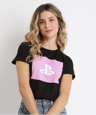 Blusa-Feminina-Playstation-Manga-Curta-Preta-9960759-Preto_1