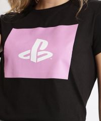 Blusa-Feminina-Playstation-Manga-Curta-Preta-9960759-Preto_2