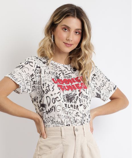 Blusa-Feminina-Looney-Tunes-Estampada-Manga-Curta-Preta-9964120-Preto_1