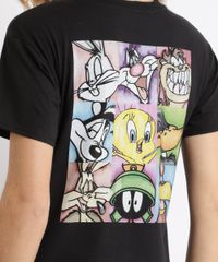 Blusa-Feminina-Looney-Tunes-Manga-Curta-Preta-9964591-Preto_2