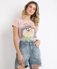 Blusa-Feminina-Looney-Tunes-Manga-Curta-Rosa-Claro-9964595-Rosa_Claro_1