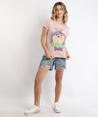 Blusa-Feminina-Looney-Tunes-Manga-Curta-Rosa-Claro-9964595-Rosa_Claro_3