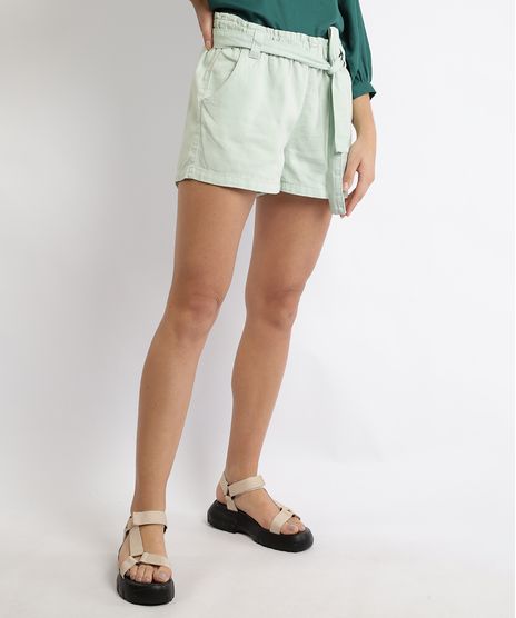 Short-De-Sarja-Feminino-Clochard-Cintura-Super-Alta-com-Faixa-para-Amarrar-Verde-Claro-9966606-Verde_Claro_1