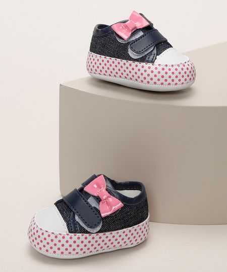 Tenis-Infantil-Pimpolho-Jeans-com-Laco-e-Estampa-de-Poa-Azul-Escuro-9966091-Azul_Escuro_1