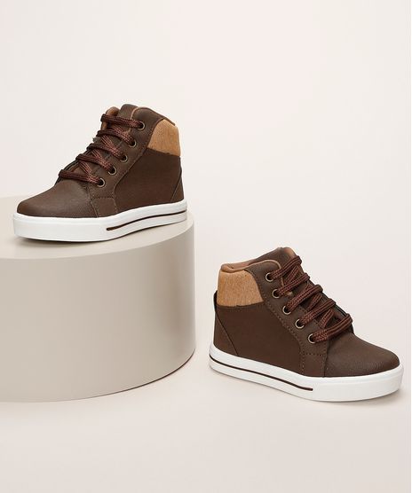 Tenis-Infantil-Cano-Curto-com-Cadarco-e-Recortes-Marrom-9966811-Marrom_1