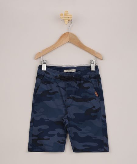 Bermuda-Infantil-de-Sarja-Estampada-Camuflada-Azul-Marinho-9943493-Azul_Marinho_1