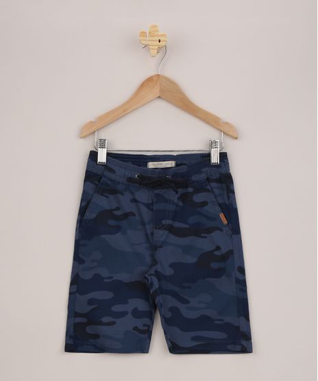 Bermuda-Infantil-de-Sarja-Estampada-Camuflada-Azul-Marinho-9943493-Azul_Marinho_1