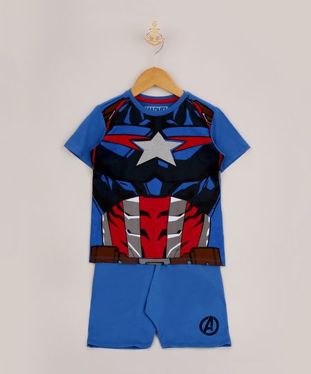 Pijama-Infantil-Capitao-America-Manga-Curta-Azul-9956710-Azul_1