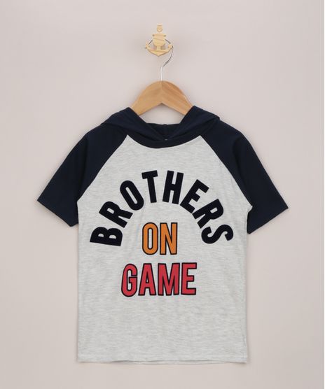 Camiseta-Infantil--Brothers-On-Game--com-Capuz-Manga-Curta-Cinza-Mescla-Claro-9957543-Cinza_Mescla_Claro_1