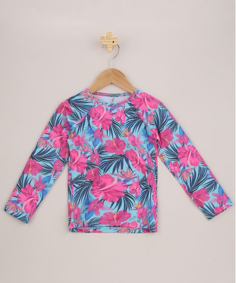 Blusa-de-Praia-Infantil-Estampada-Floral-Manga-Longa-Azul-9957694-Azul_1