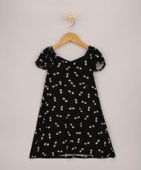 Vestido-Infantil-Midi-Estampado-Floral-Manga-Curta-Decote-Princesa-Preto-9962684-Preto_1