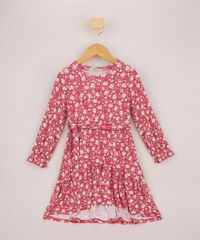 Vestido-Infantil-Midi-Estampado-Floral-com-Faixa-para-Amarrar-Rosa-9962681-Rosa_1