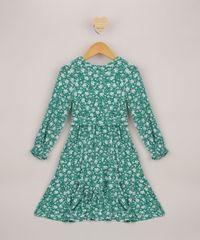 Vestido-Infantil-Midi-Estampado-Floral-com-Faixa-para-Amarrar-Verde-9962682-Verde_2