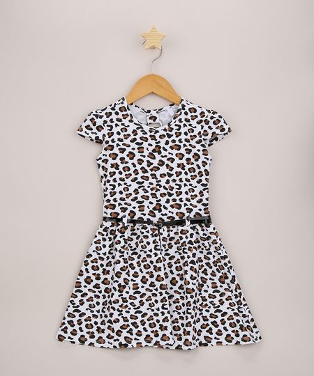 Vestido-Infantil-Estampado-Animal-Print-de-Onca-Manga-Curta-e-Cinto-Off-White-9963723-Off_White_1