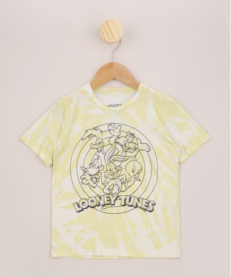 Camiseta-Infantil-Looney-Tunes-Estampada-Tie-Dye-Manga-Curta-Amarelo-9964459-Amarelo_1