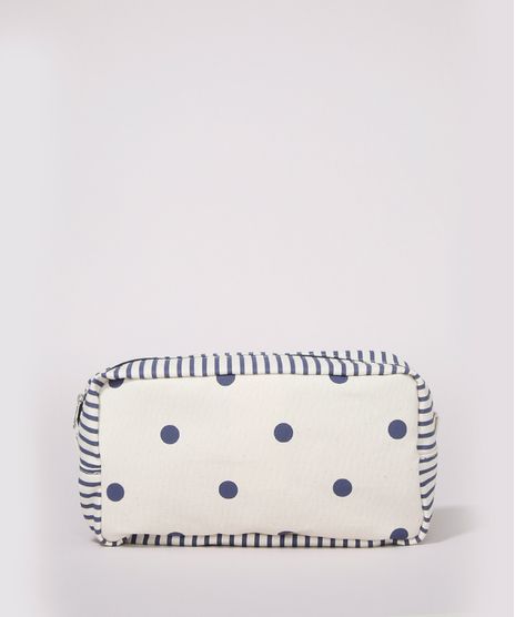 Necessaire-Feminina-Tijolo-Estampada-de-Poa-e-Listras-Bege-Claro-9964852-Bege_Claro_1