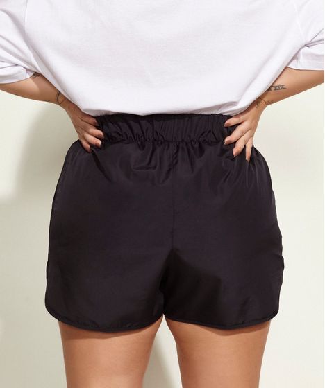short de tecido cintura alta plus size