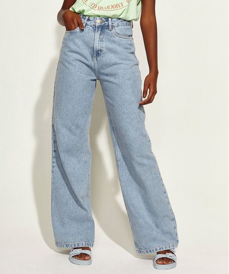 Calca-Jeans-Feminina-Mindset-Obvious-Wide-Reta-Cintura-Super-Alta-com-Bordado--Self-Love--Azul-Claro-9972969-Azul_Claro_1